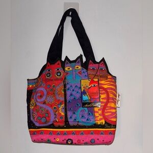 NWT Laurel Burch Cat Trio Art Tote